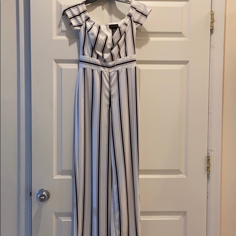 Black and white stripped jumpsuit